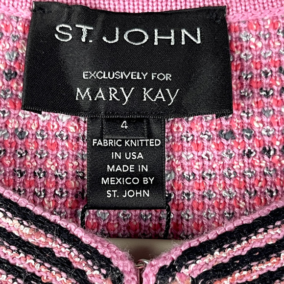 St.John For Mary Kay Long Tweed Jacket Womens 4 Pink Wool Classic Colorful NWT - Picture 7 of 16